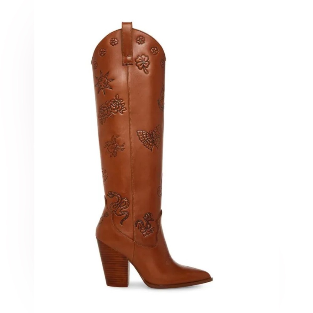RARE Steve Madden Brown Embroidered Leather Boots
